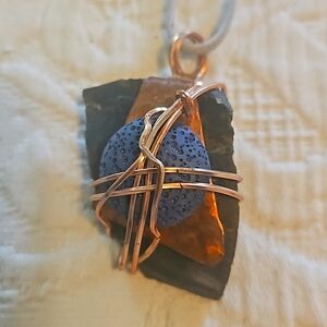 Handmade wire wrapped stone necklace
